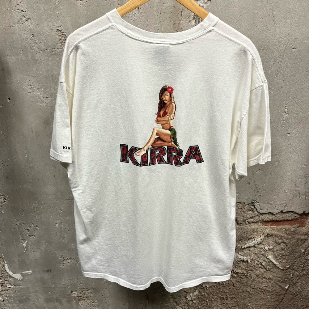 Kirra Vintage Y2K Hula Surfer Girl White Crewneck T-Shirt Surfer Skater XL 90s